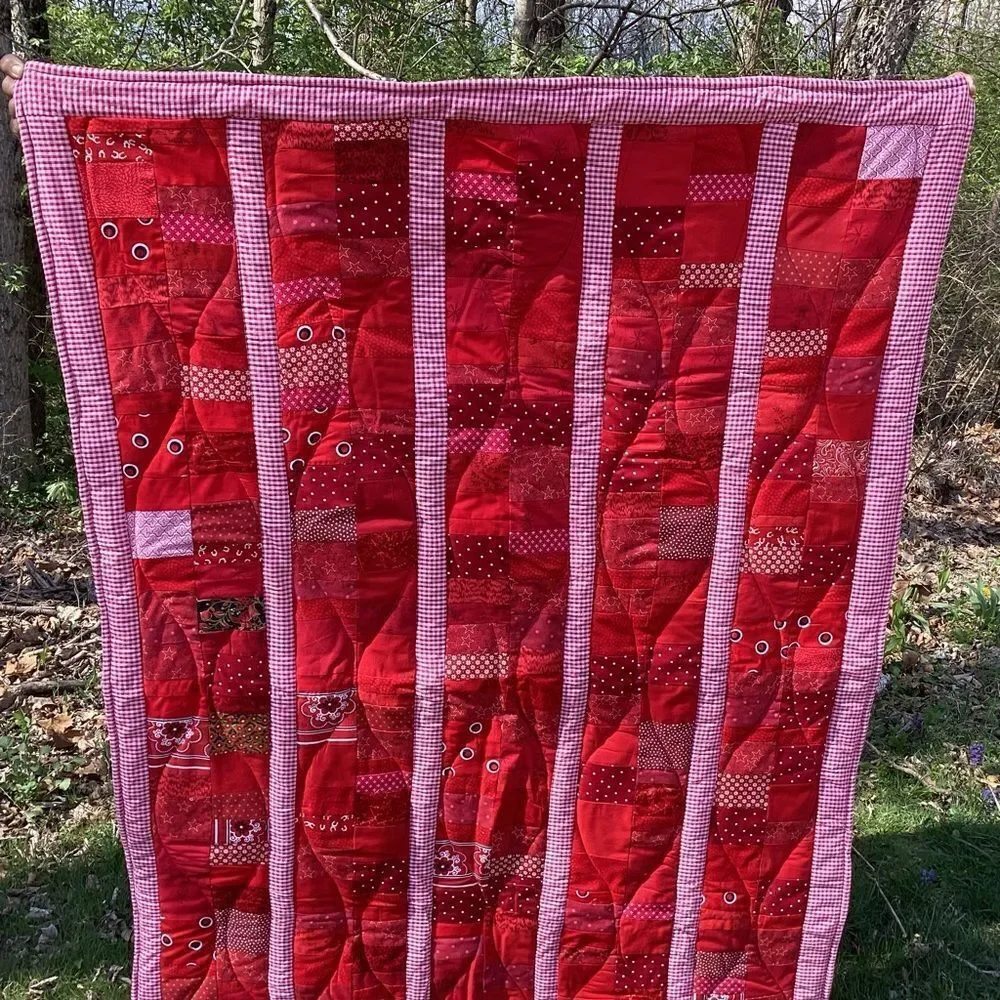 NWT Hand Crafted “Red Coins” Quilt